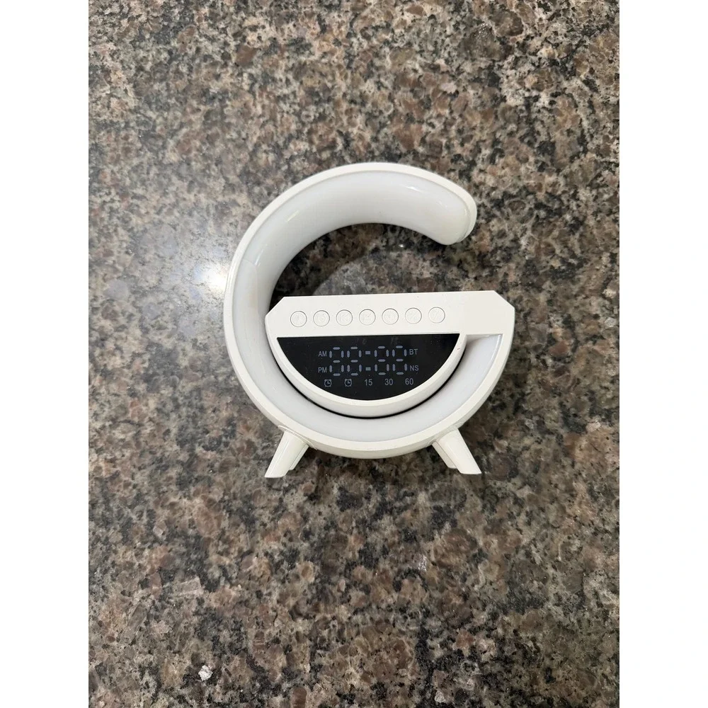 G-Shape LED Smart Atmosphere Lamp Bluetooth‎ Speaker Alarm Clock RGB Light White